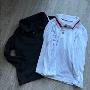 Kids Black and White Polo Shirts Set of 2 Long Sleeve